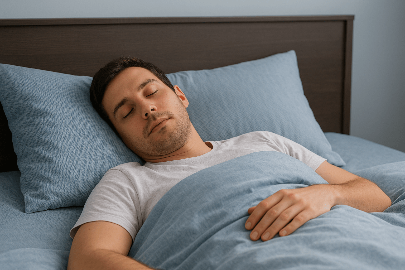 person sleeping peacefully with breathable bedding